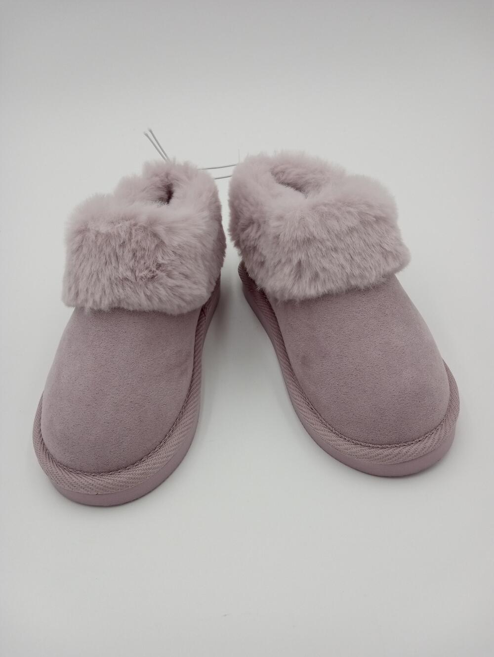 Old Navy Slippers Girls Size 9 Pink Faux Fur Bootie Cozy House Shoes Winter